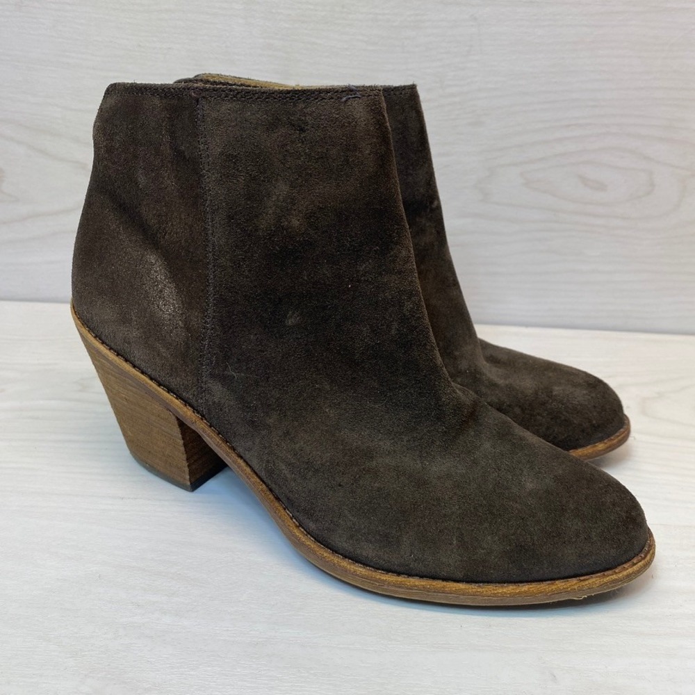 Sofft Womens 9M Ankle Boots Suede Metallic Brown‎ Block Heel Booties SF0021800